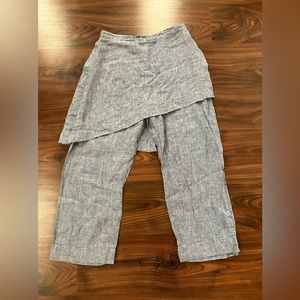 Bryn Walker Cropped Pants Skirt Panel Linen Blue Size M